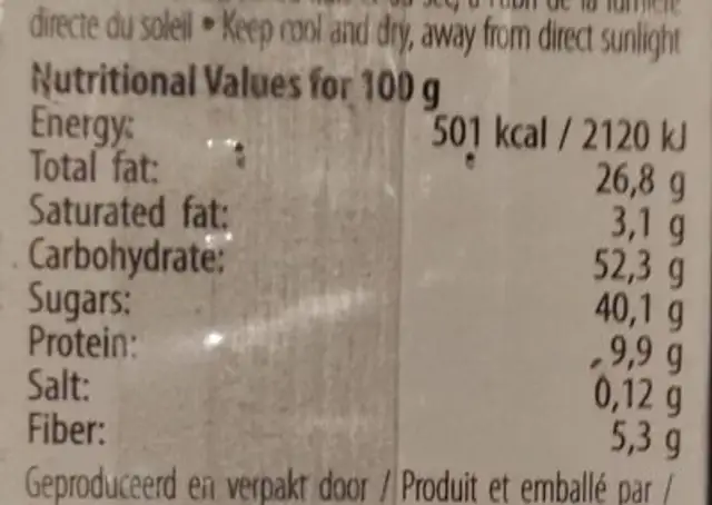 Mordu la natura nutrition facts table