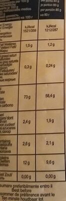Lumache 35 nutrition facts table