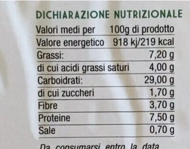 Ravioli ricotta e spinaci gluten free nutrition facts table