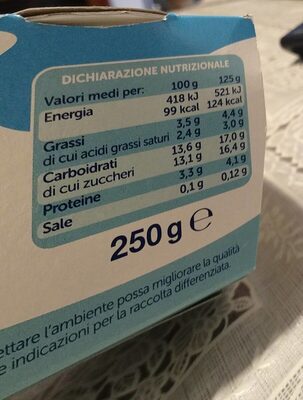 Yogurt intero vellutato nutrition facts table