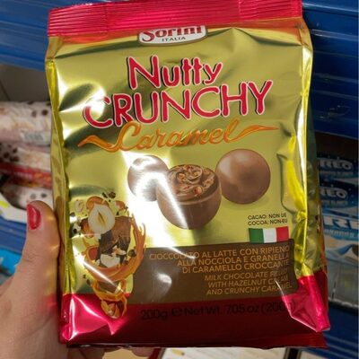 Nutty crunchy caramel front packaging