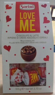 bombones chocolate con lecje LOVE ME front packaging