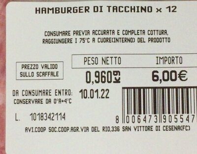 Hamburger di tacchino x12