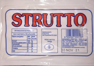 Strutto front packaging