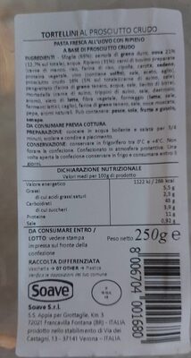 Tortellini al prosciutto crudo front packaging