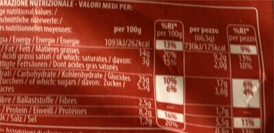 Pomodoro e mozzarella nutrition facts table