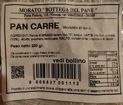 Pan Carre morbido al latte