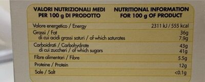 Preparato per torta caprese bianca nutrition facts table