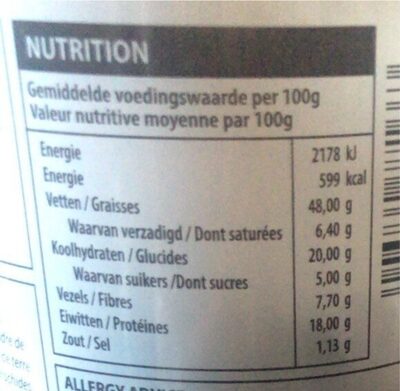 Mélange de noix hot chili pepper nutrition facts table