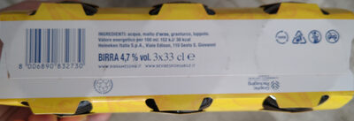 Birra Messina ingredients label