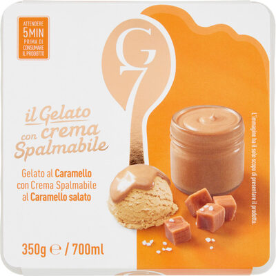 Gelato al caramello con crema spalmabile al caramello salato front packaging