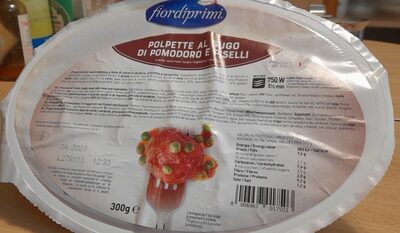 Polpette al sugo di pomodori e piselli front packaging