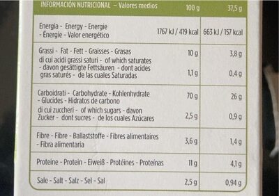 La schiacciatina nutrition facts table