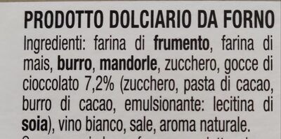 La Sbrisolona con cioccolato ingredients label