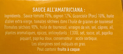 Ma sauce all’Amatriciana ingredients label