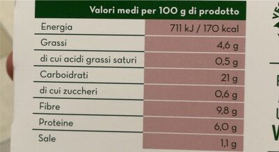 Burger vegetale nutrition facts table
