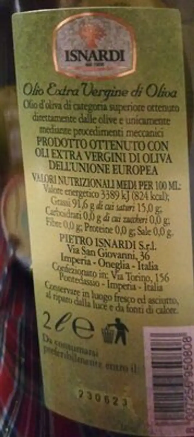 Olio extra vergine d'oliva nutrition facts table