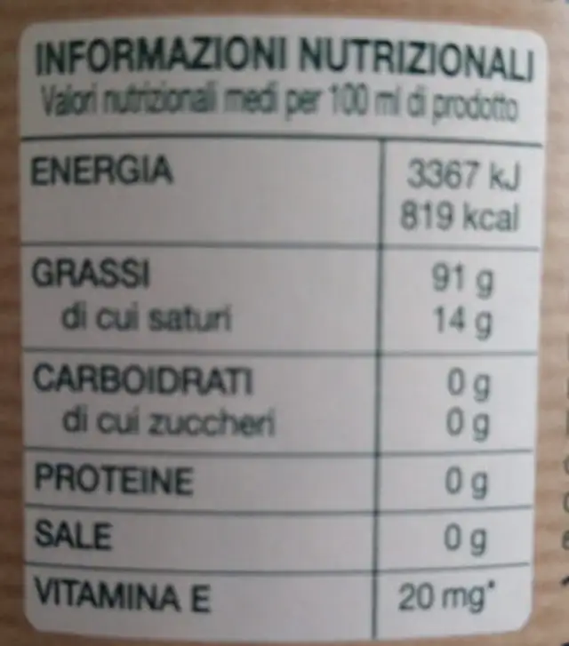 Lintegrale Non filtrato olio extra vergine di oliva nutrition facts table
