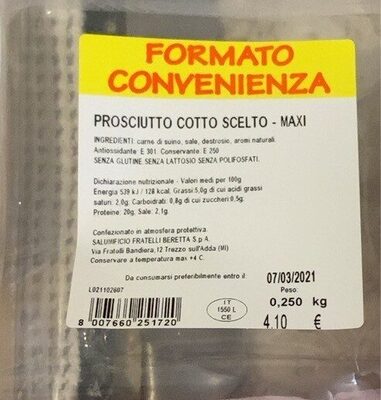 Prosciutto cotto scelto