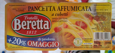 Pancetta affumicata a cubetti front packaging