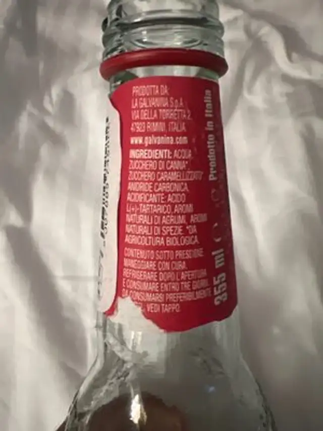 Cola ingredients label