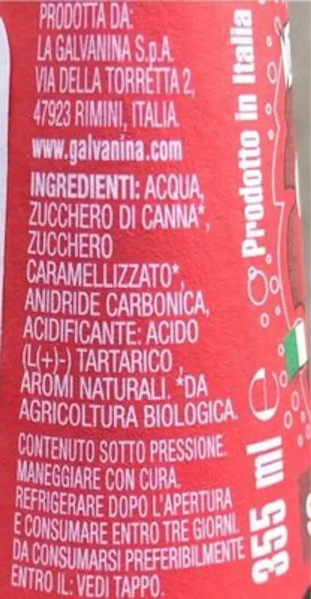 Cola nutrition facts table
