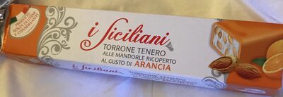Torrone tenero alle mandorle ricoperto al gusto di arancia