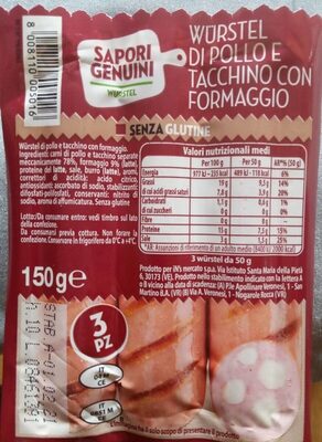 Würstel di Pollo e Tacchino con Formaggio