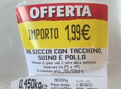Salsiccia tacchino-suino-pollo front packaging
