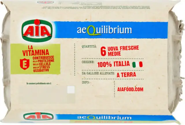 Aequilibrium uova fresche medie da galline allevate a terra front packaging
