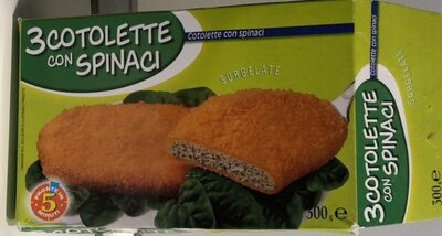 Cotolette con spinaci surgelate front packaging