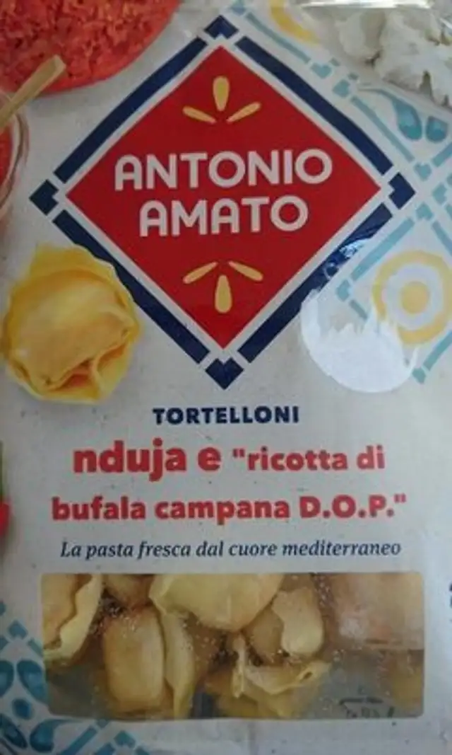 tortelloni 'nduja e Ricotta di bufala Campana D.O.P front packaging