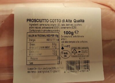 Prosciutto cotto di alta qualità