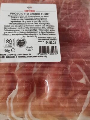 Prosciutto crudo fumé