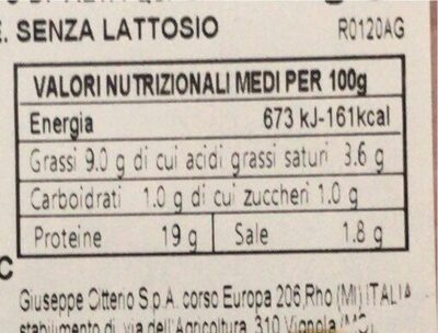 Taglio fresco nutrition facts table