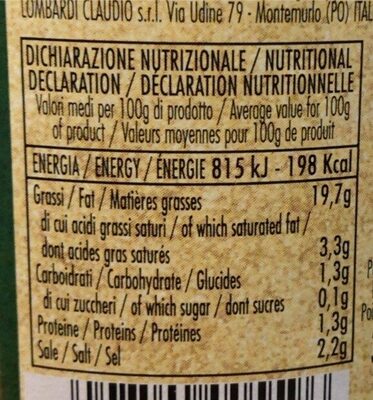 Olive miste trifolate nutrition facts table