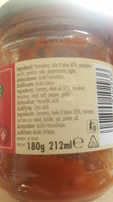 Bruschetta ingredients label
