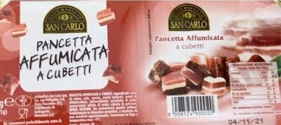 Pancetta affumicata a cubetti front packaging