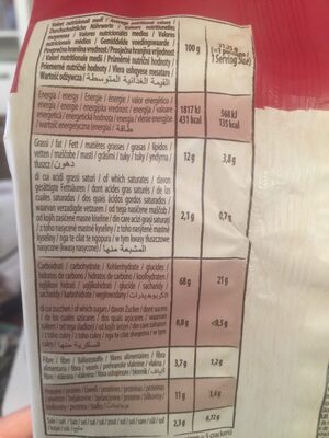 Cracker bio tomato oregano nutrition facts table