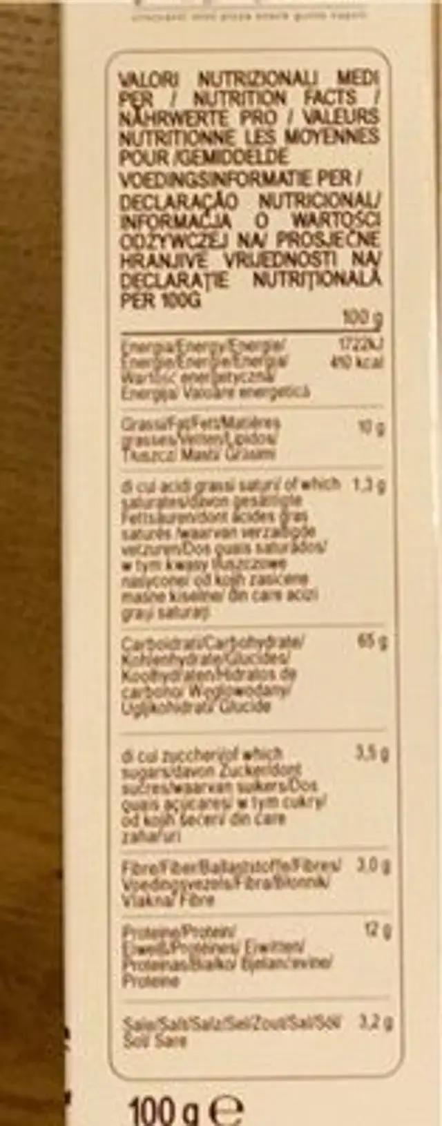 Little pizza Napoli IMP nutrition facts table