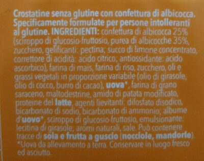 Crostatina albicocca ingredients label
