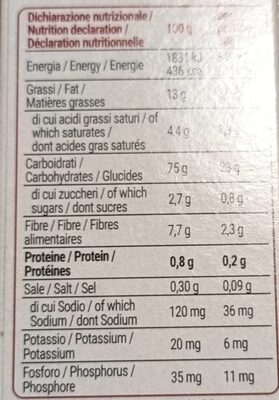 Cracker aproteici nutrition facts table