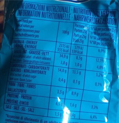 originale gusto unico nutrition facts table