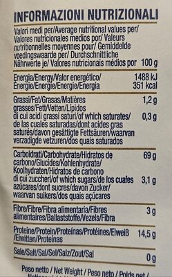 Rigatoni nutrition facts table