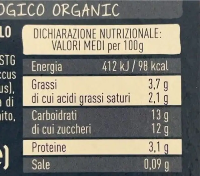 Yogurt con latte fieno al mirtillo nutrition facts table