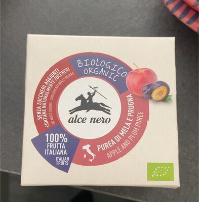Purea di mela e prugna front packaging