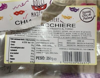 Chiacchere front packaging