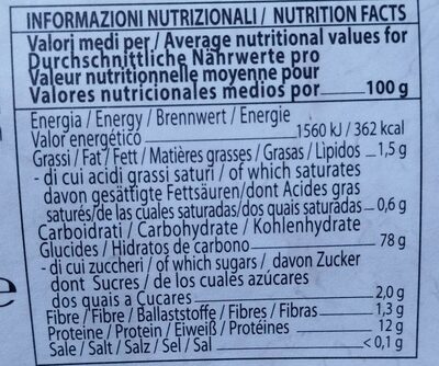 Papillons nutrition facts table