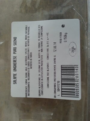 SALAME UNGHERESE PURO SUINO front packaging
