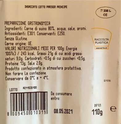 Insaccato cotto Pariser Principe